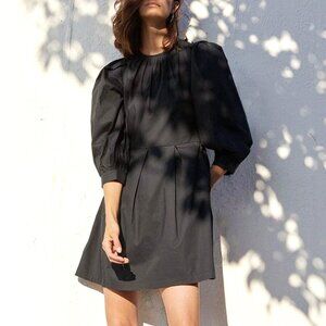 NWT Puff-Sleeve Babydoll Scoop-Back Black Mini Dress - Women's Size Small Dress